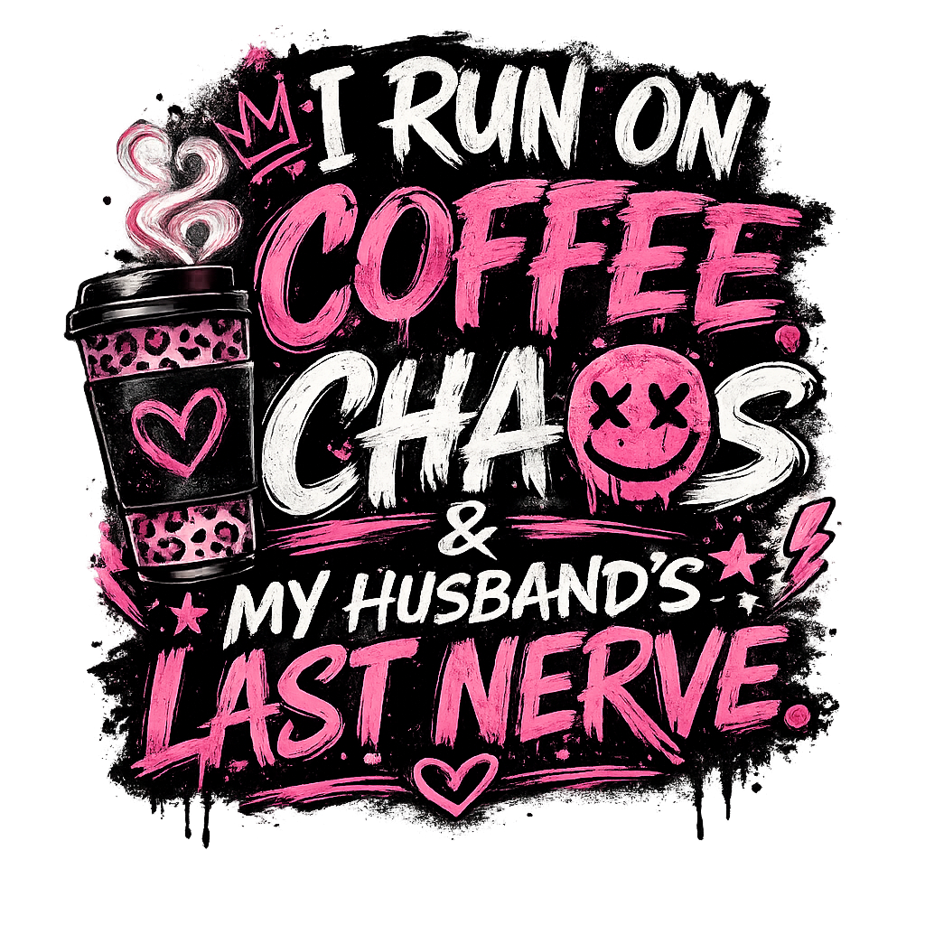 Funny Wife coffee Shirt-I Run on Coffee, Chaos & My Husbands Last Nerve Graphic Tee