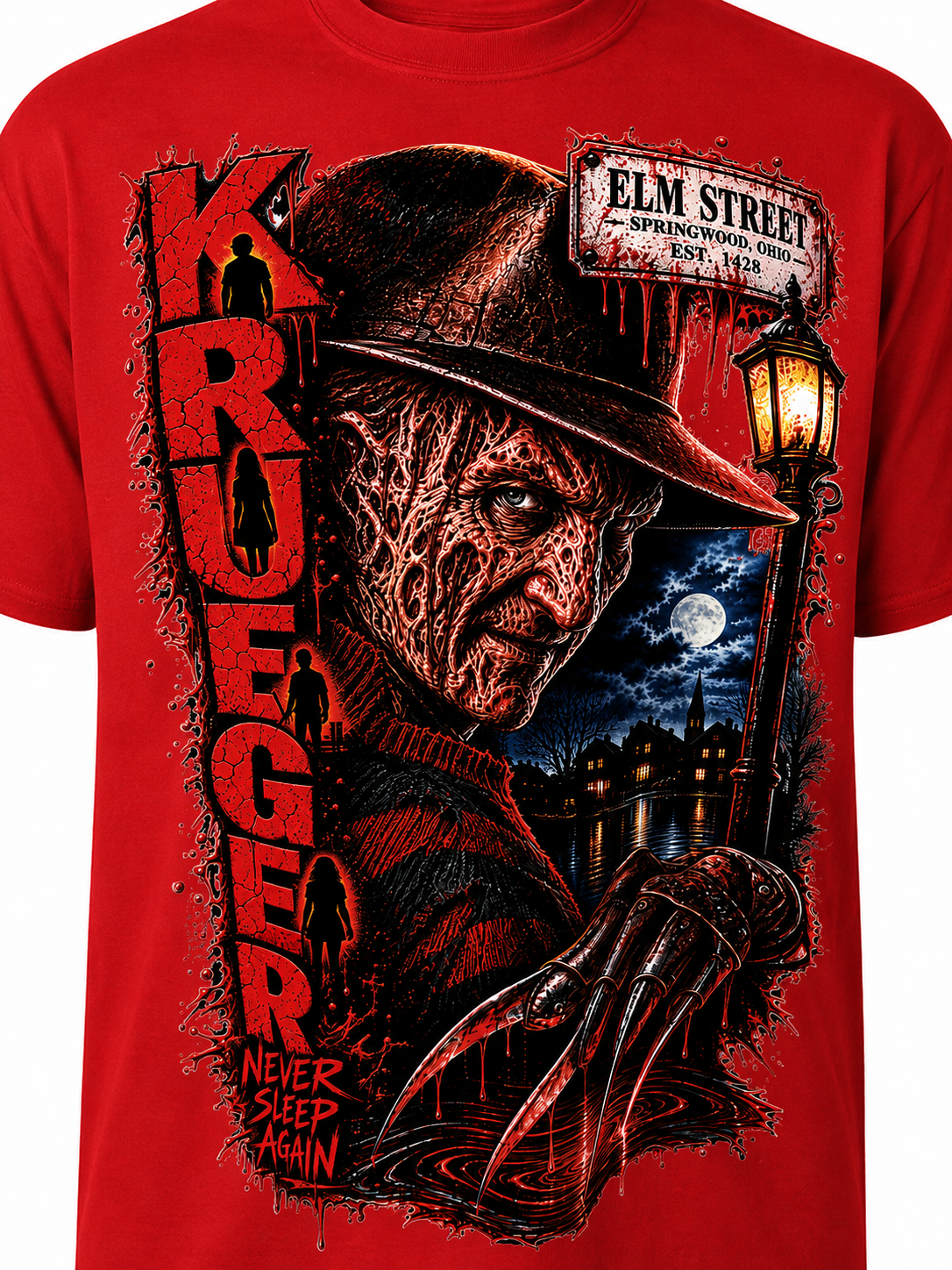 Nightmare Horror Graphic T_shirt- Red&Black Scary Streetwear Tee