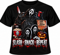Slash Snack Repeat Horror T-shirt, Halloween Graphic Tee, Funny Scary Movie Night
