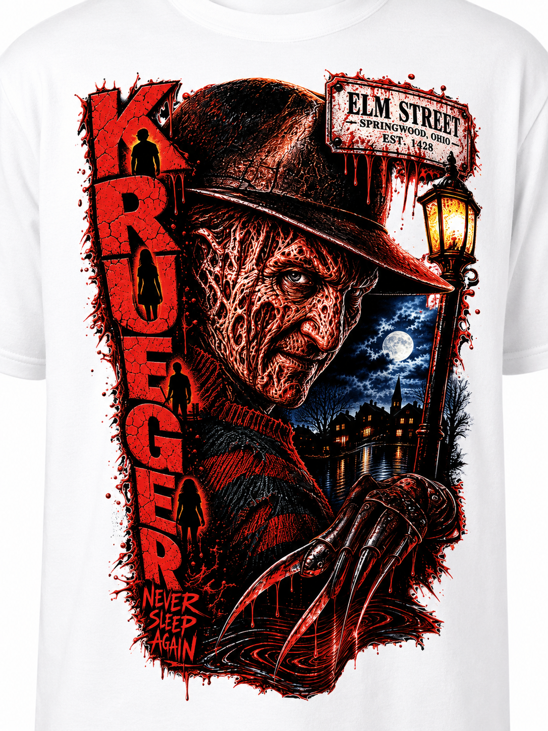 Nightmare Horror Graphic T_shirt- Red&Black Scary Streetwear Tee