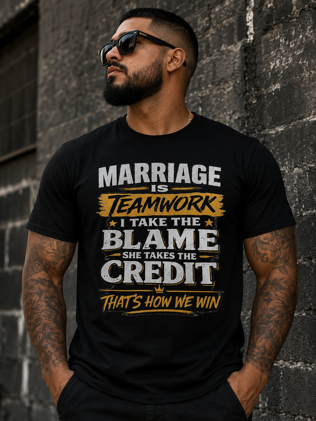 Marriage is Teamwork Funny Couples T-Shirts- Marriage Humor Graphic Tee