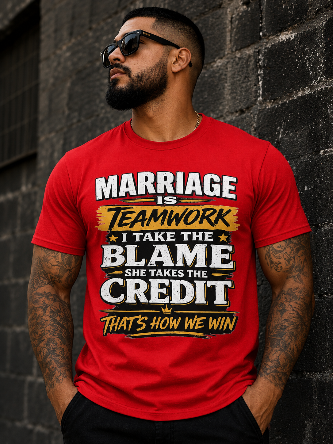 Marriage is Teamwork Funny Couples T-Shirts- Marriage Humor Graphic Tee
