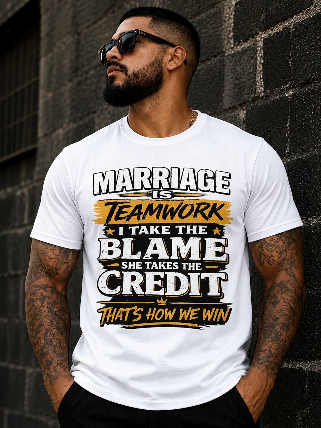 Marriage is Teamwork Funny Couples T-Shirts- Marriage Humor Graphic Tee