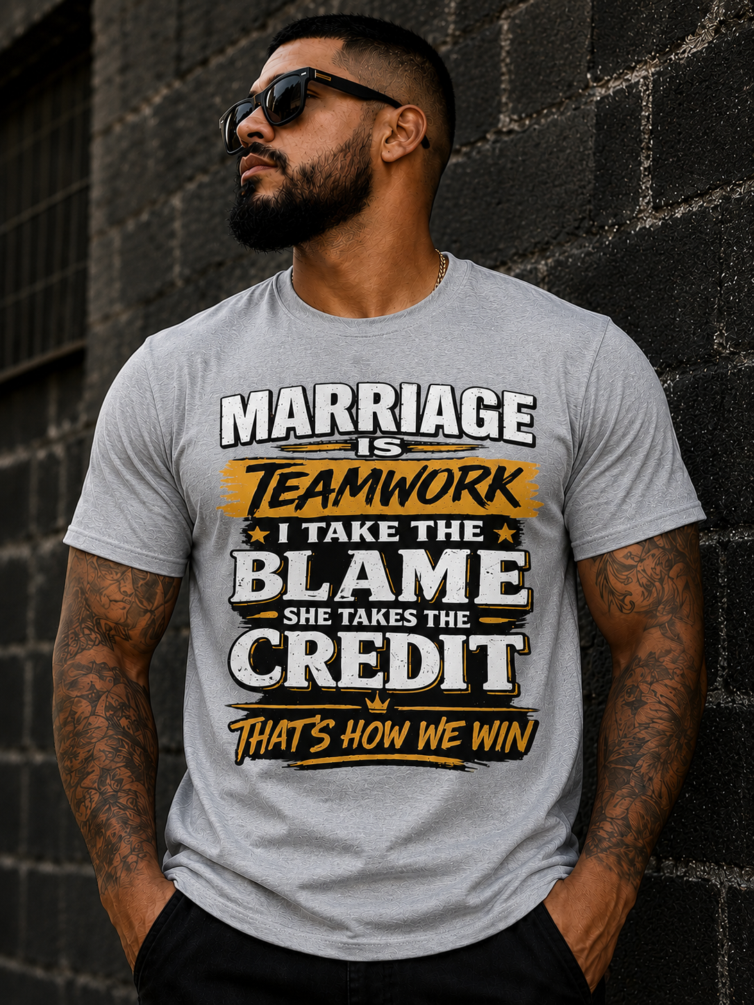 Marriage is Teamwork Funny Couples T-Shirts- Marriage Humor Graphic Tee