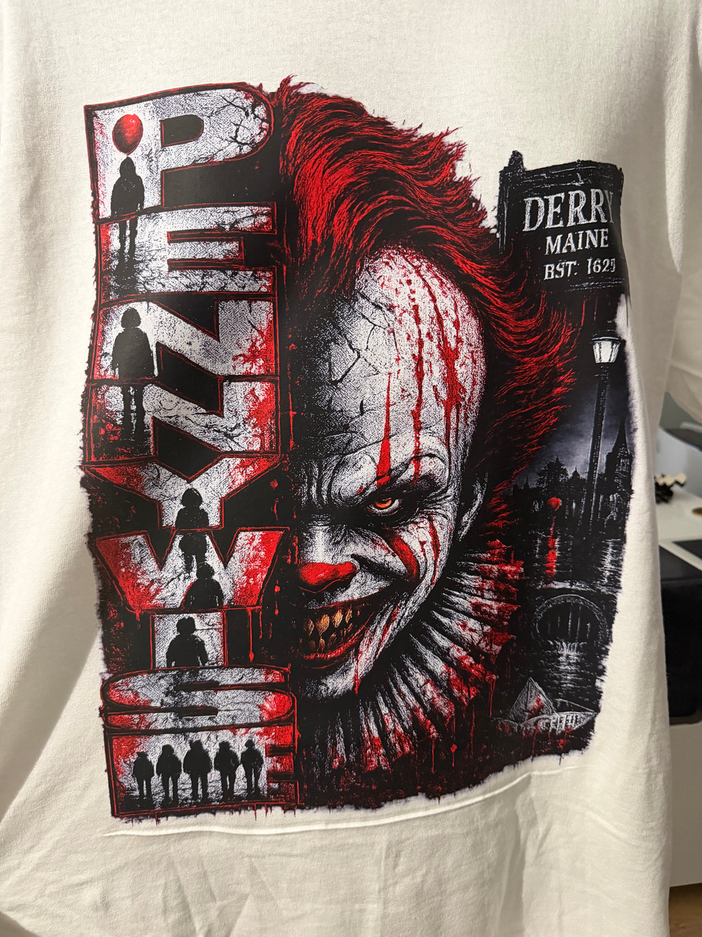Pennywise Horror T-shirt Halloween Graphic Tee Scary Movie Inspired Shirt
