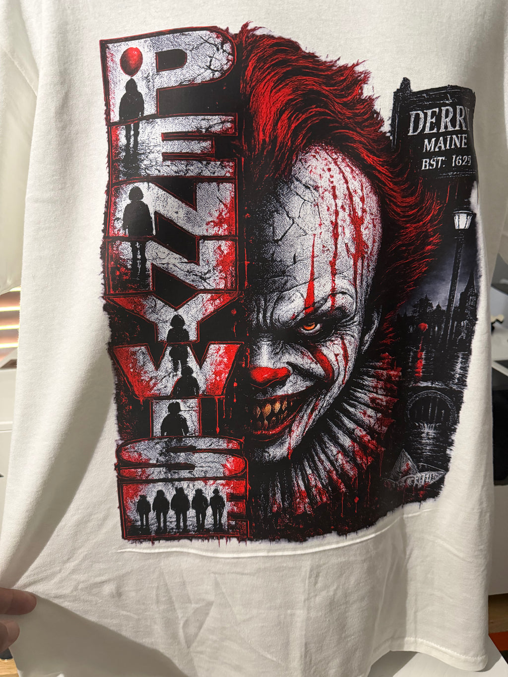Pennywise Horror T-shirt Halloween Graphic Tee Scary Movie Inspired Shirt