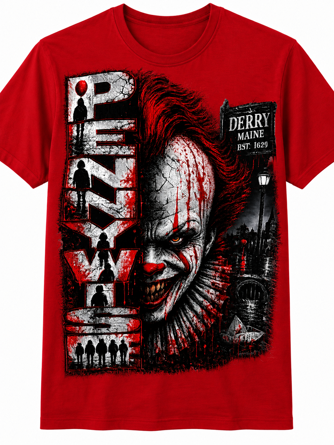 Pennywise Horror T-shirt Halloween Graphic Tee Scary Movie Inspired Shirt