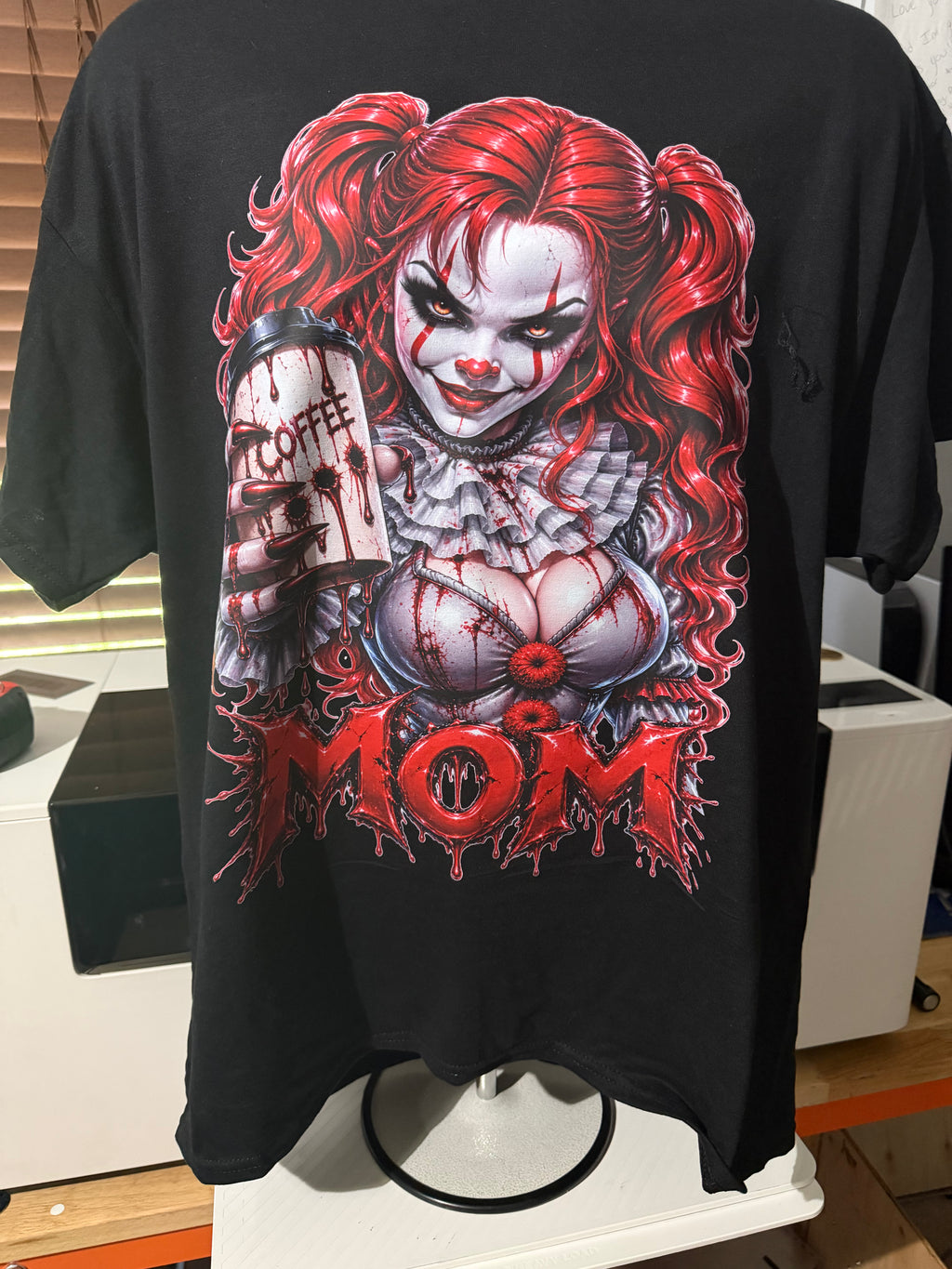 Scary Clown Mom Coffee Graphic – Horror Mom PNG Design