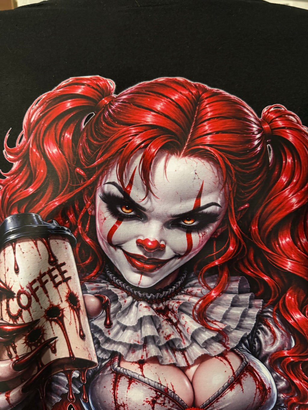 Scary Clown Mom Coffee Graphic – Horror Mom PNG Design
