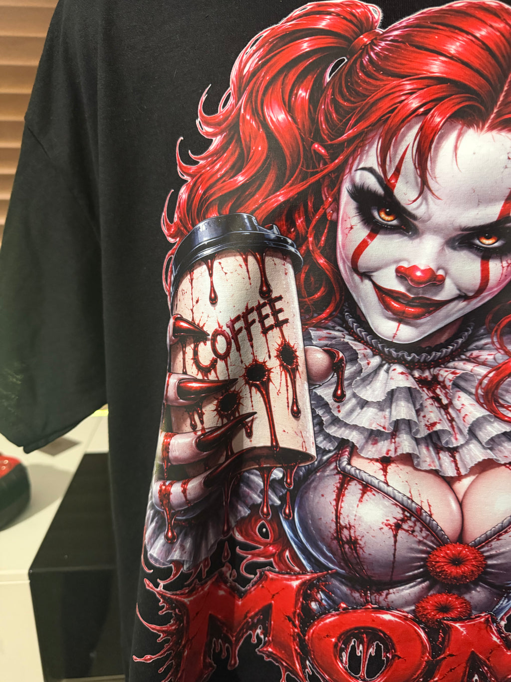 Scary Clown Mom Coffee Graphic – Horror Mom PNG Design