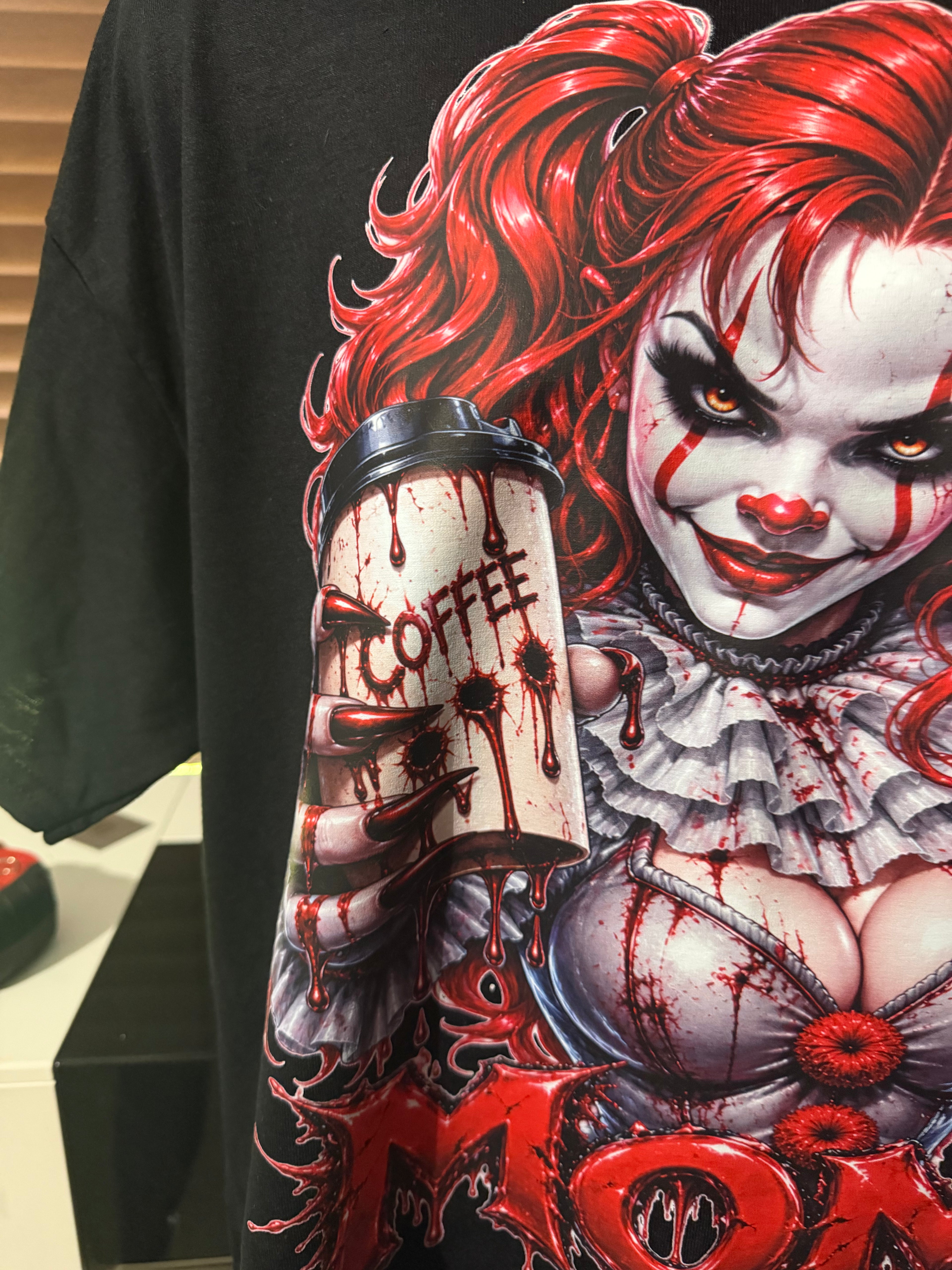 Scary Clown Mom Coffee Graphic – Horror Mom PNG Design