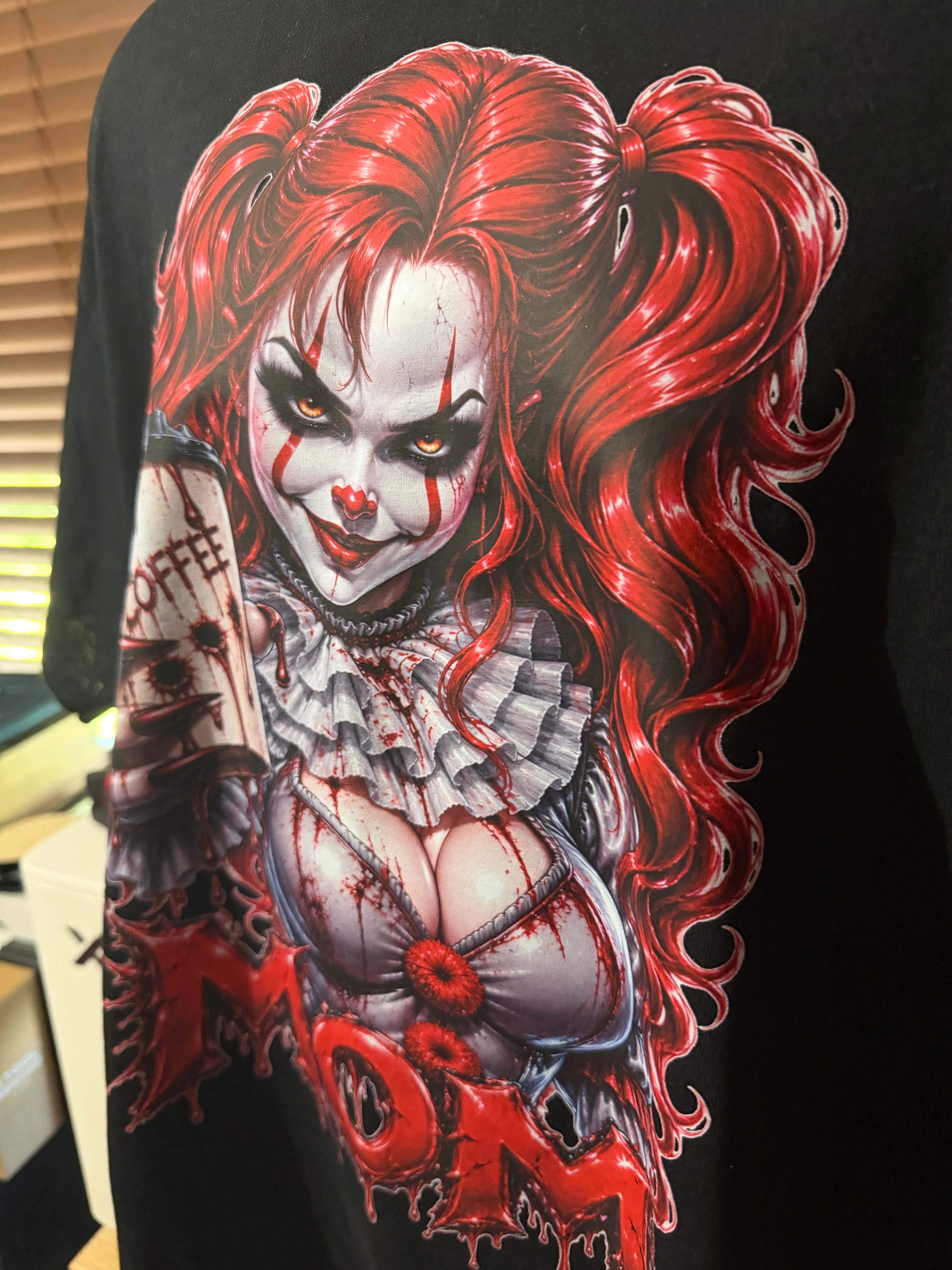 Scary Clown Mom Coffee Graphic – Horror Mom PNG Design