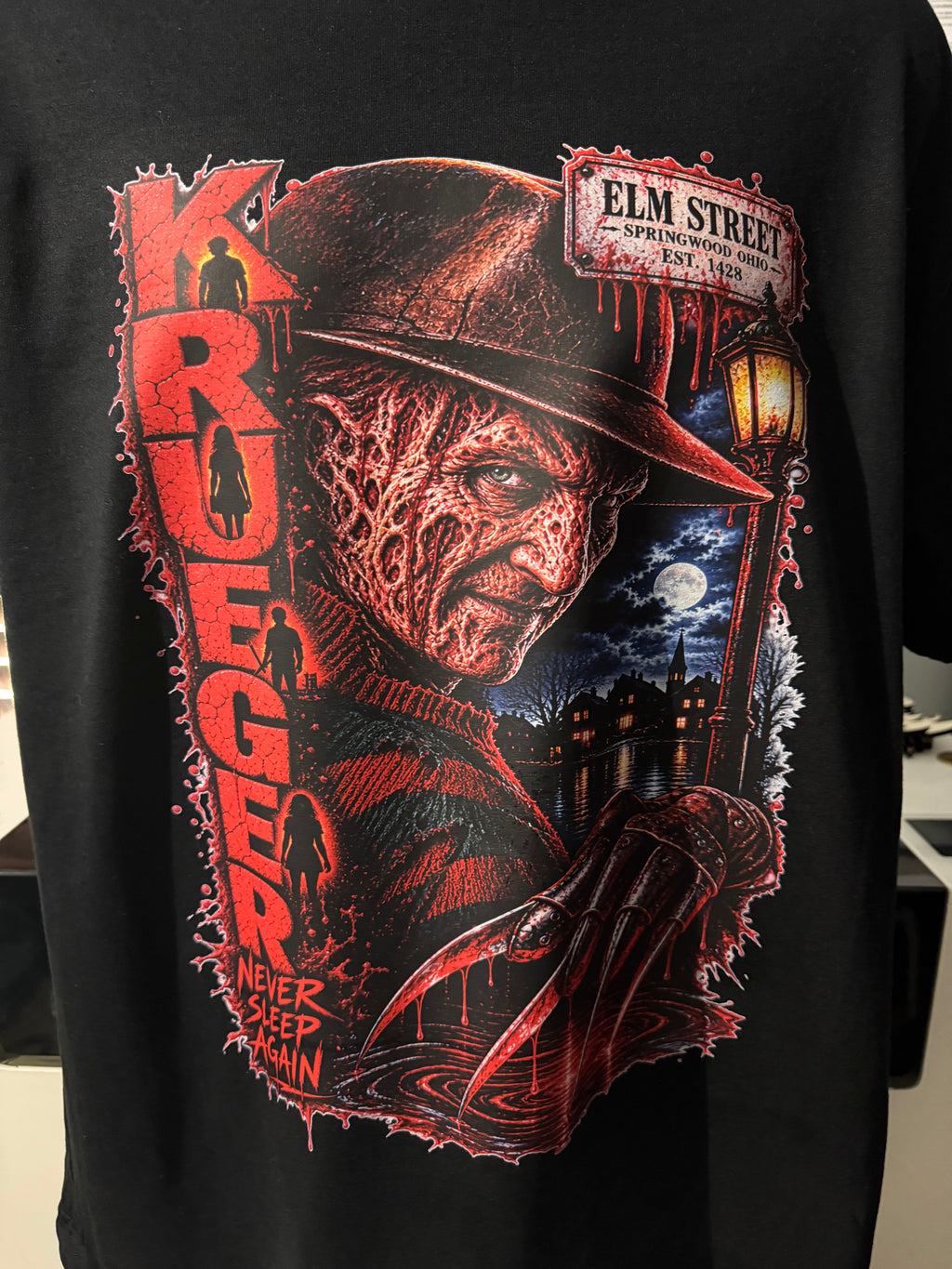Nightmare Horror Graphic T_shirt- Red&Black Scary Streetwear Tee