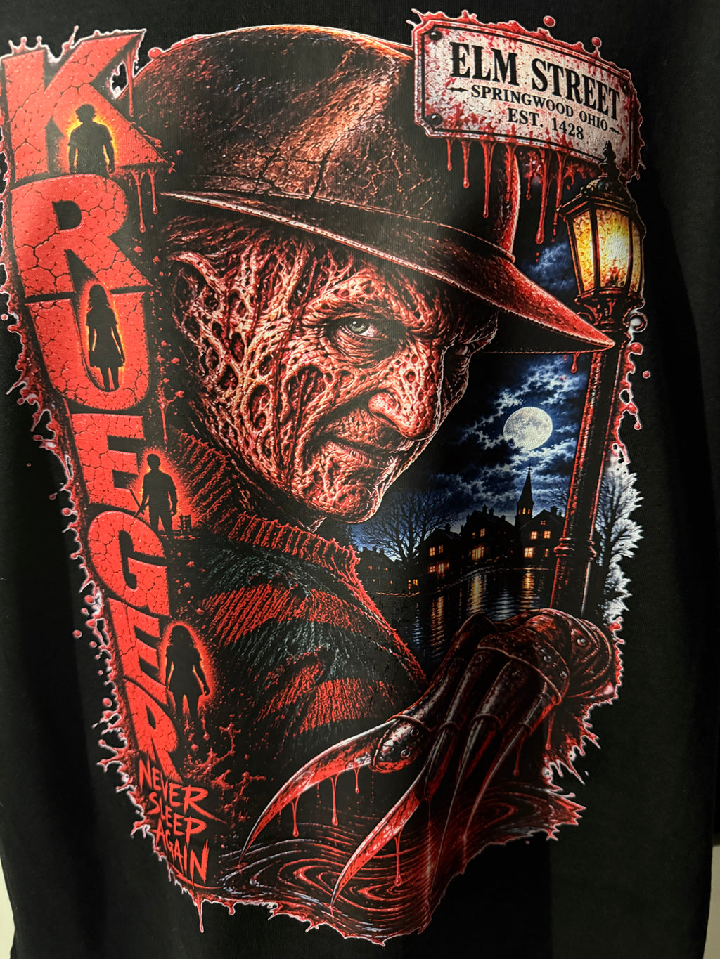Nightmare Horror Graphic T_shirt- Red&Black Scary Streetwear Tee