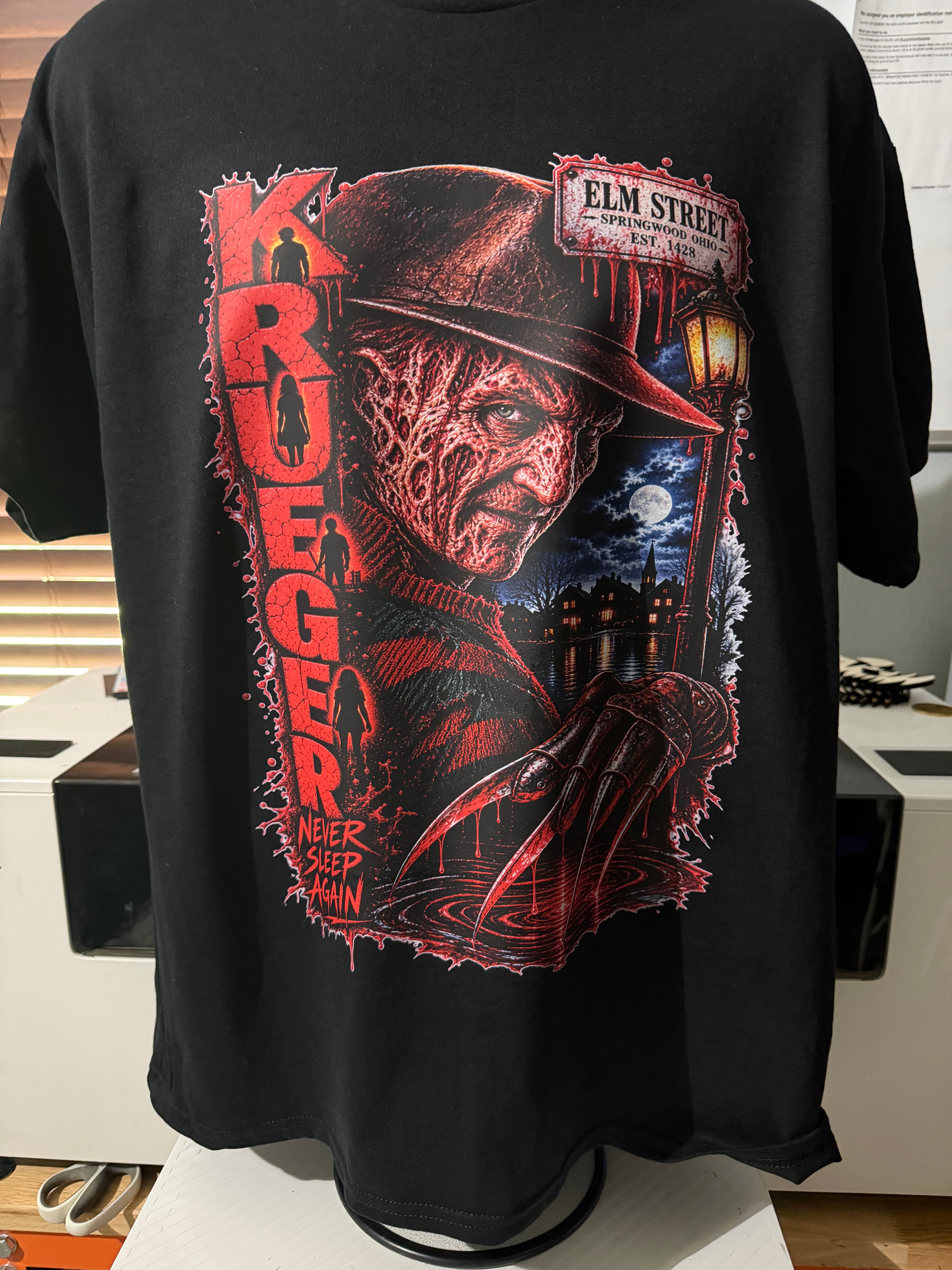 Nightmare Horror Graphic T_shirt- Red&Black Scary Streetwear Tee