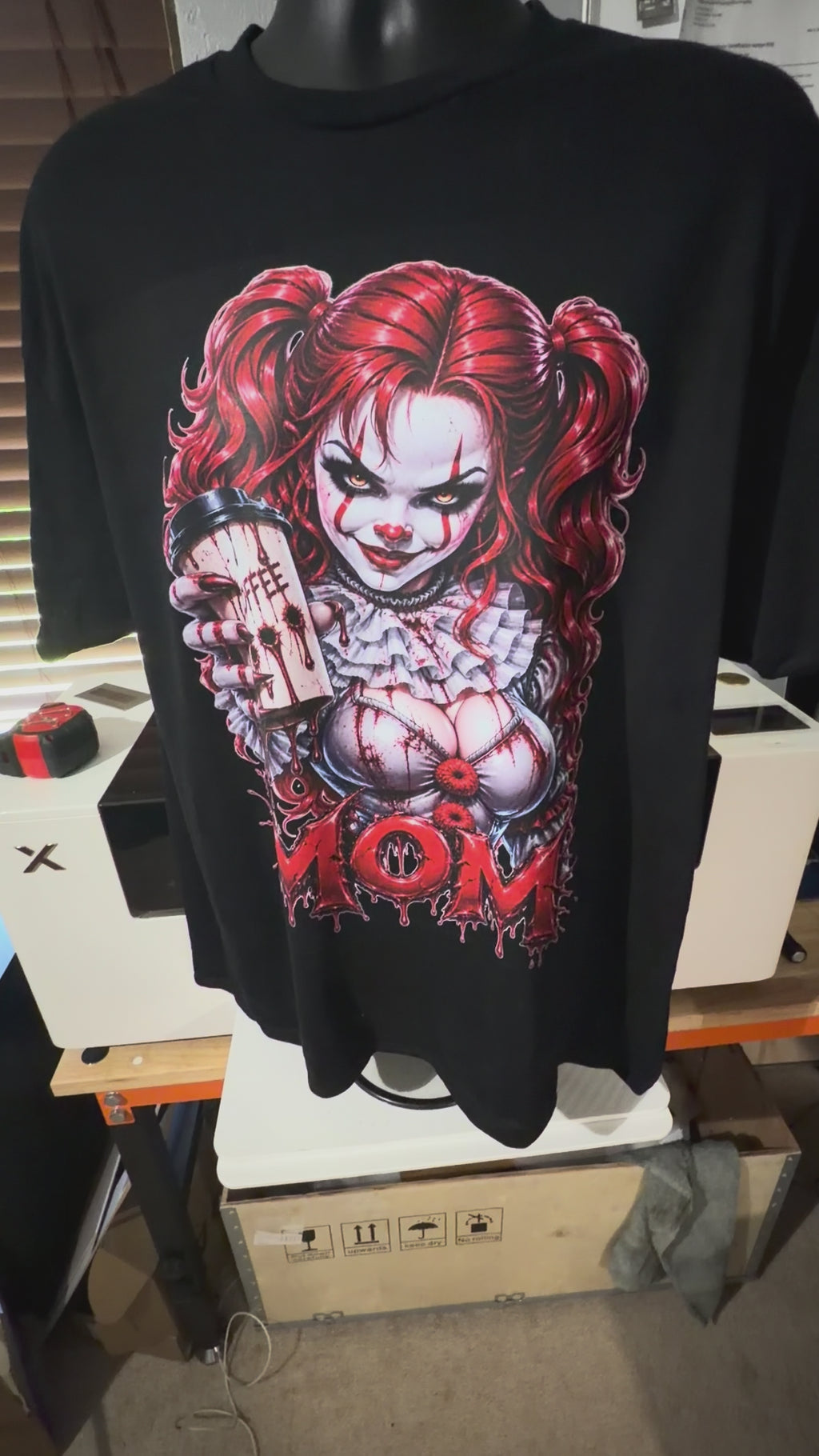 Scary Clown Mom Coffee Graphic – Horror Mom PNG Design