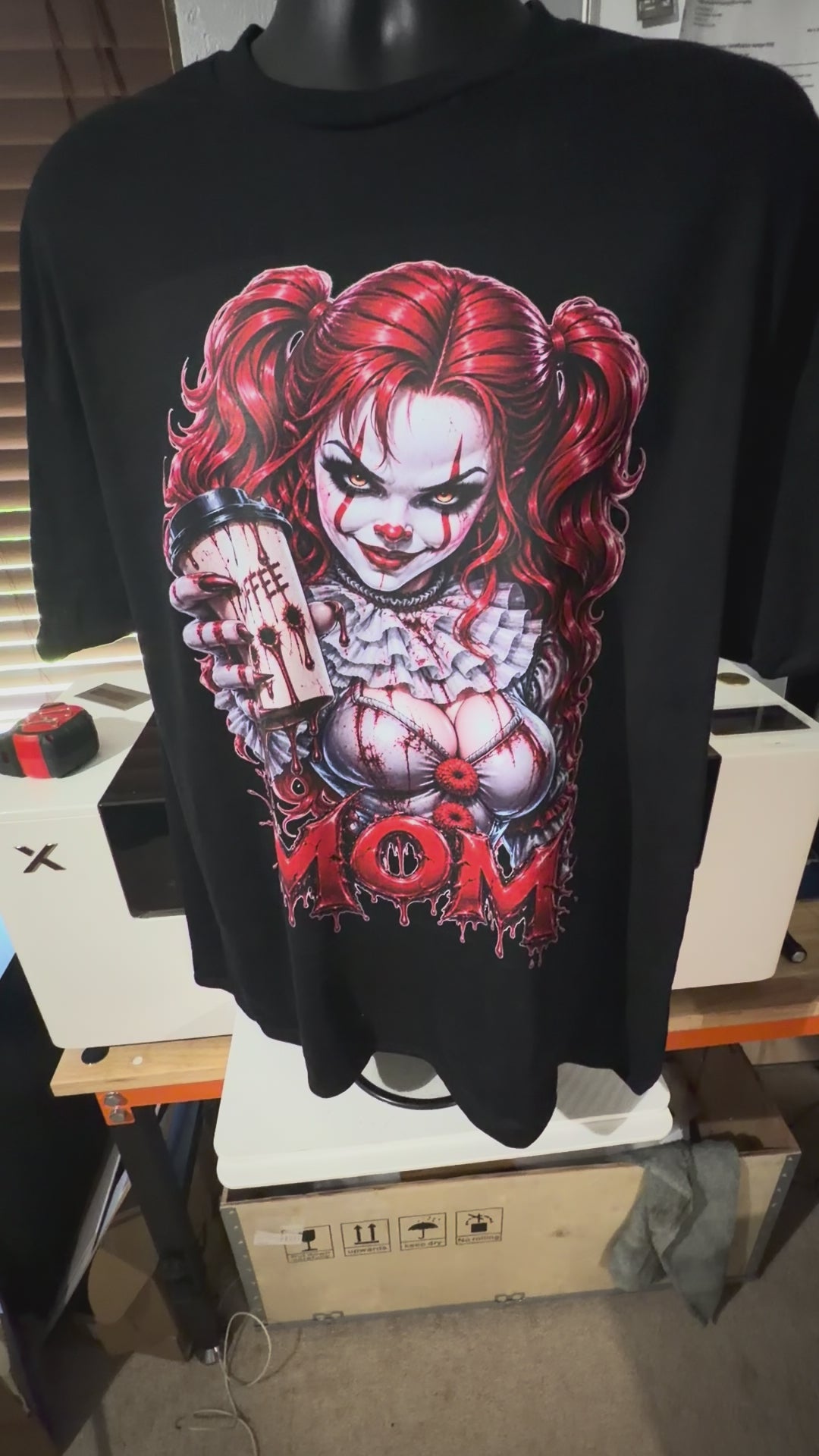 Scary Clown Mom Coffee Graphic – Horror Mom PNG Design